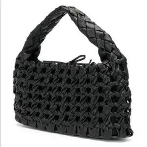 Danse Lente Black Woven Leather Lola Shoulder Bag
